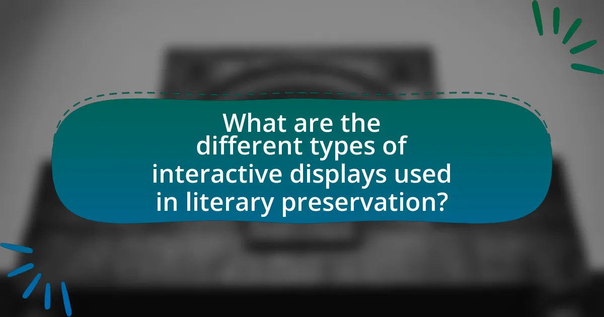 What are the different types of interactive displays used in literary preservation?